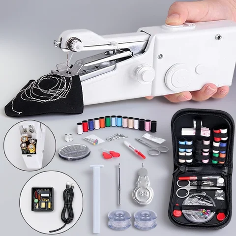 Portable Manual Sewing Machine Handheld Rope-free Electric Quick Build DIY Apparel Supplies Arts Crafts Home Garden Embroidery