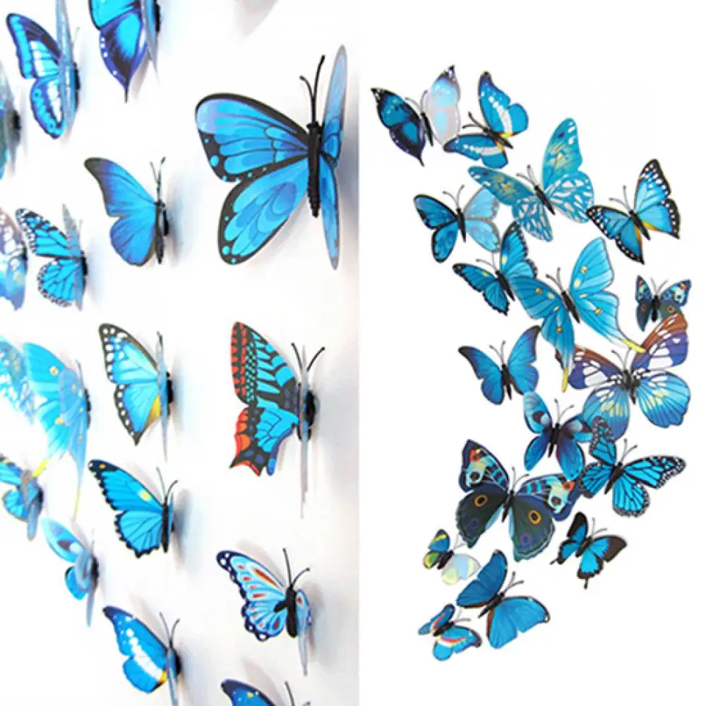 12Pcs Magnetic Sticker 3D PVC Butterflies Cute DIY Butterfly Art Decal Home Decor Wall Mural Sticker Magnet