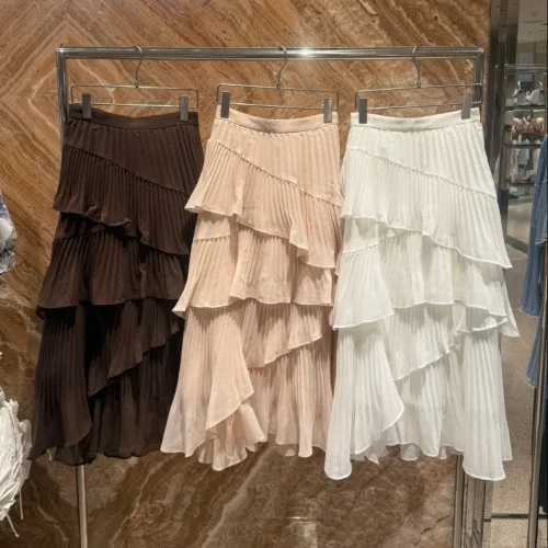 

Versatile Layered Pleated Cake Skirt f-length Skirt Japanese Sle New Arrival Women's Faion Summer Season Other Materia...
