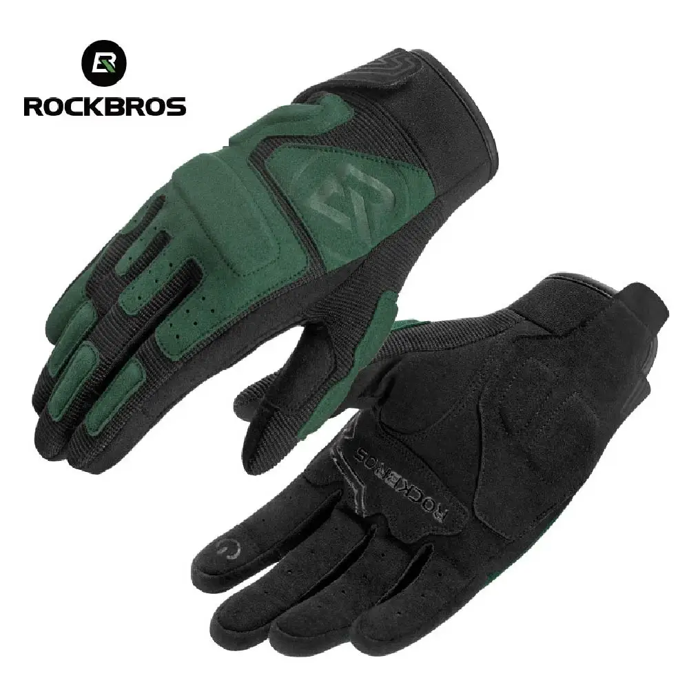 ROCKBROS Fahrradhandschuhe, atmungsaktive, rutschfeste, stoßfeste MTB-Rennrad-Vollfingerhandschuhe, bequeme Fahrradausrüstung aus Polyester