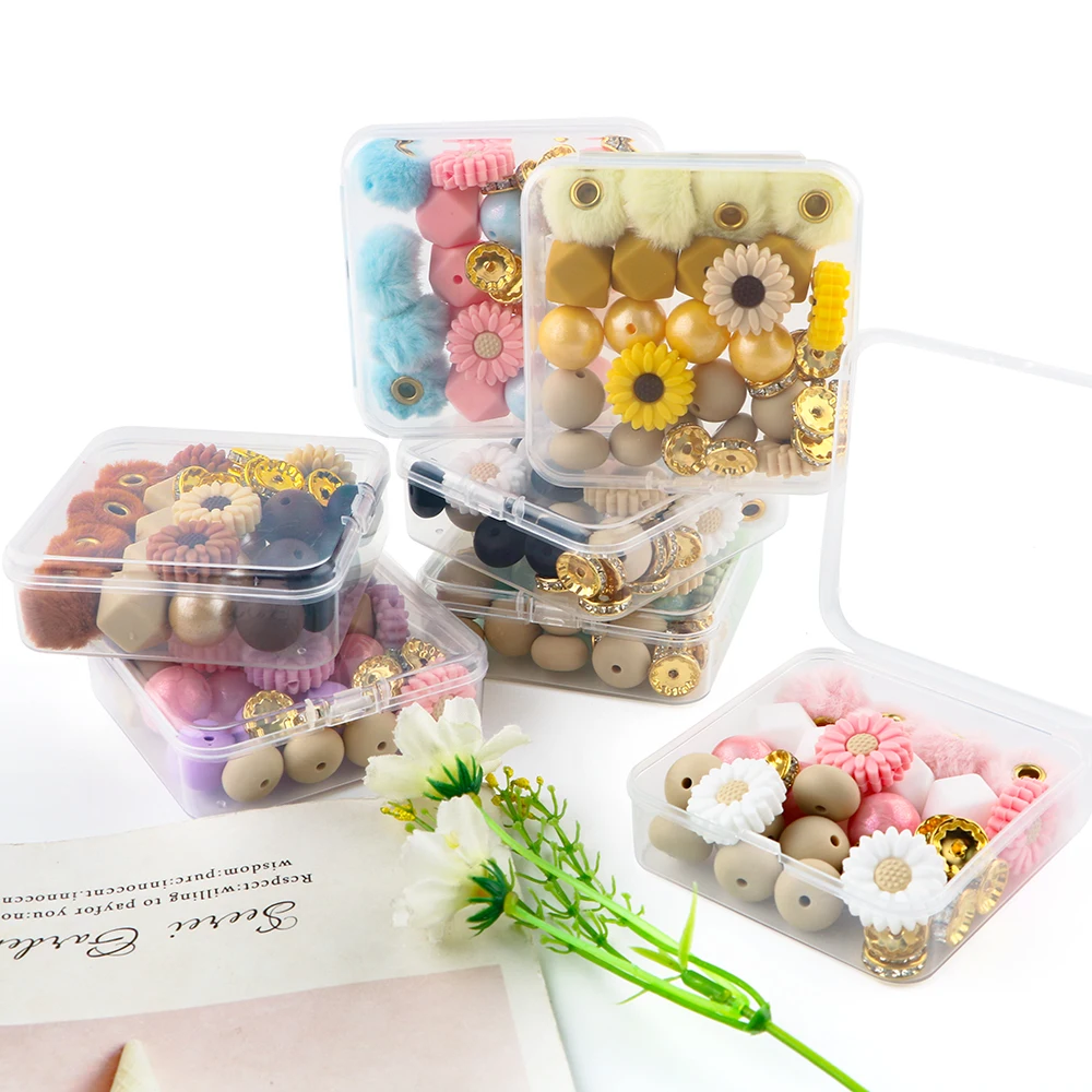 Sunrony Plush Fur Covered Ball Beads Flower Abacus Round Beads Sets For Jewelry Making DIY Pompom Earrings Bracelet  Necklace