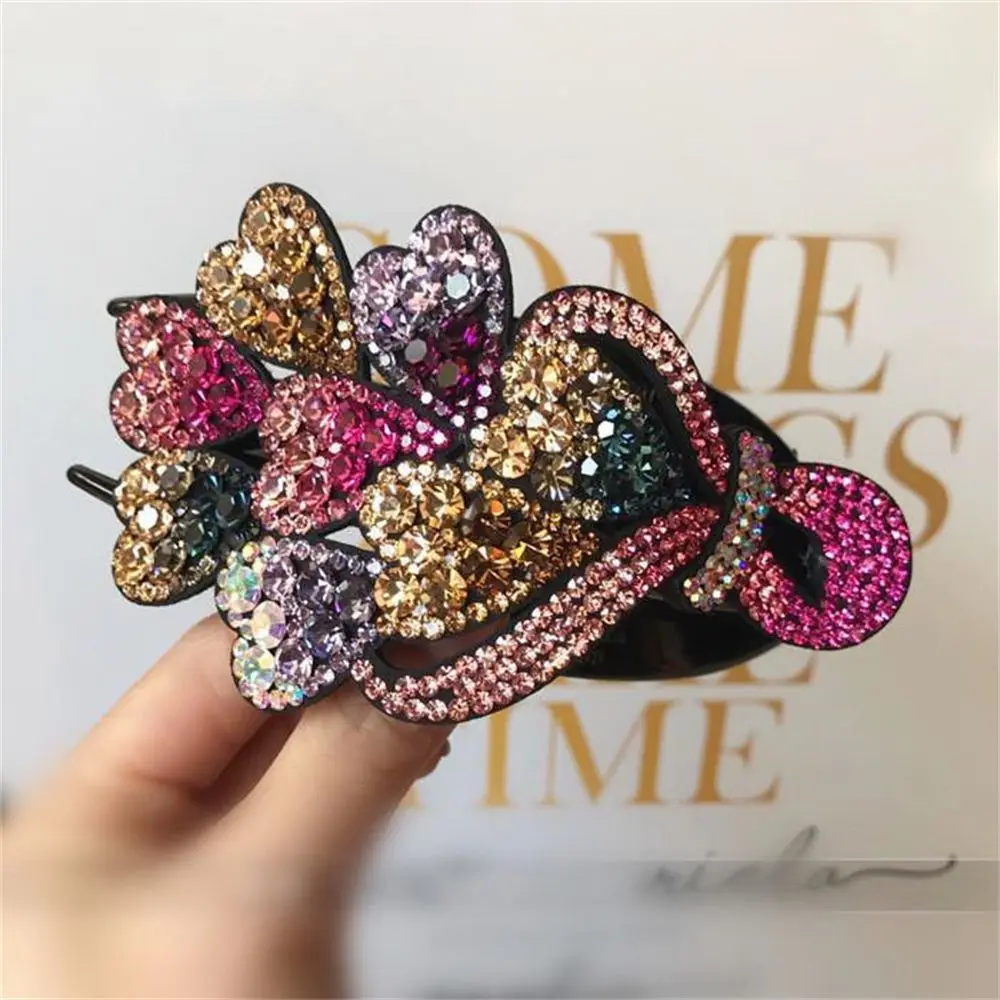 Moda strass fiore tornante donne grandi capelli artiglio rettangolo fermagli per capelli tornante fiori accessori per capelli strumenti per lo