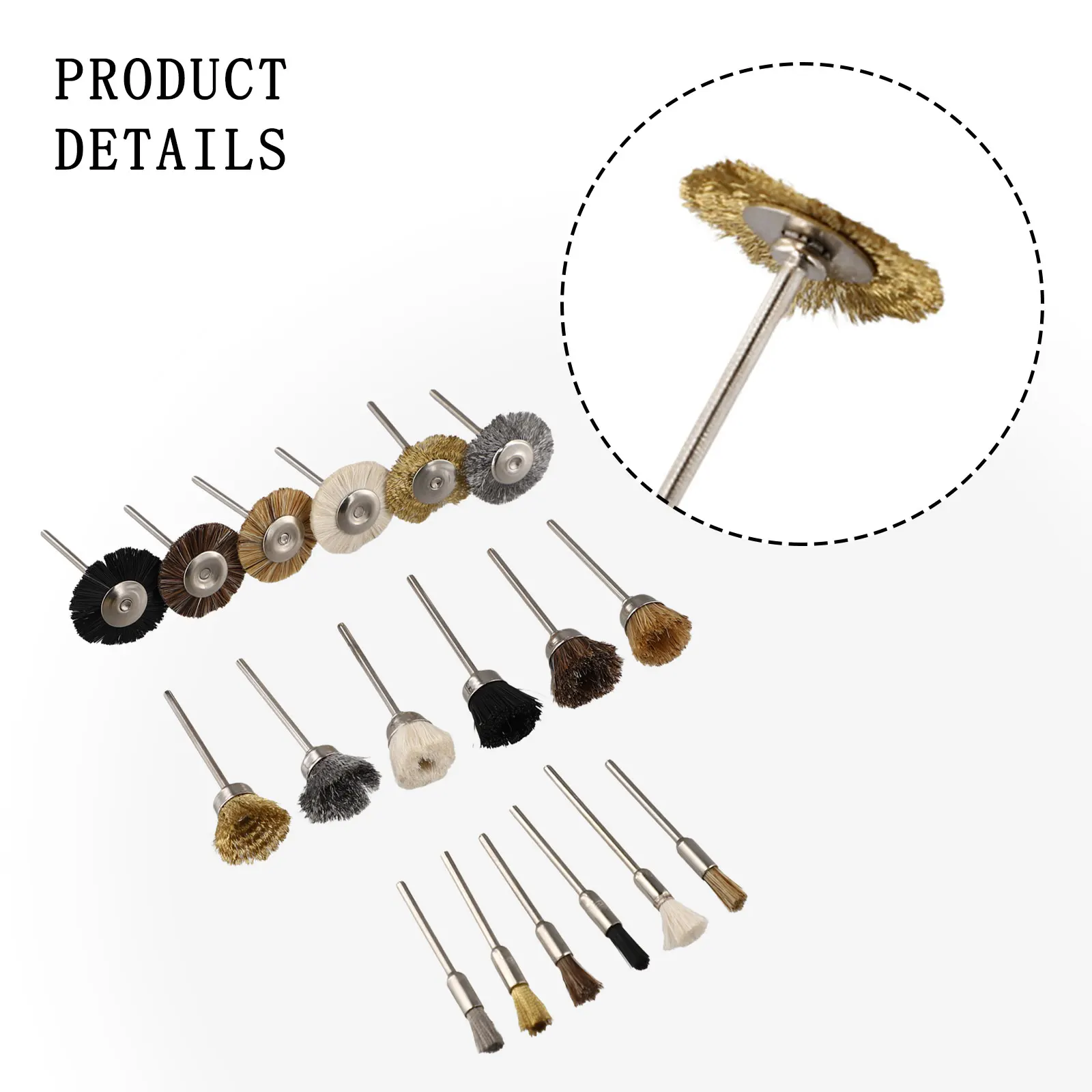 18pcs Brushes For Metal Cleaning Polishing Rust Removal Tools Replacement Accessories Brass Brush Steel Wire Wheel Spare Parts