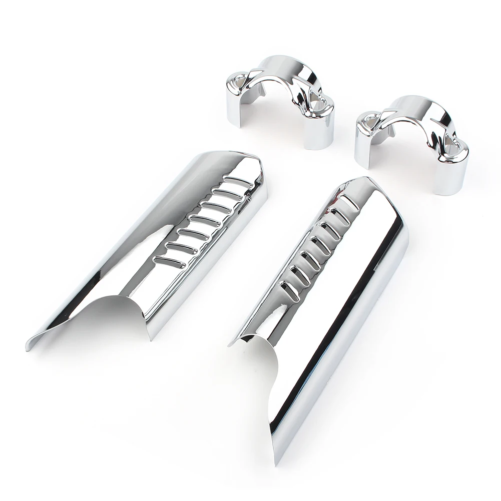 Motorcycle Lower Fork Leg Deflectors For Harley-Davidson Dynas/ Heritage / Softail Classic FLSTC FLSTN FXDWG Black & Silver