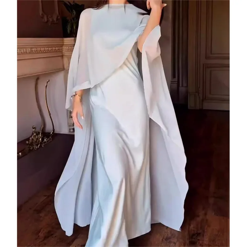 

Summer 2025 New Women's Fashion Casual Long Dress Set with Shawl Elegant Commute Style Four Seasons Suitable Ladies' Suit