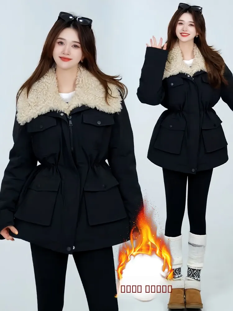 

Loose Fitted ort Padded Jaet Women's Winter Warm Long Sve Quilted Cotton Coat Korean Sle Commute Faion plus Size