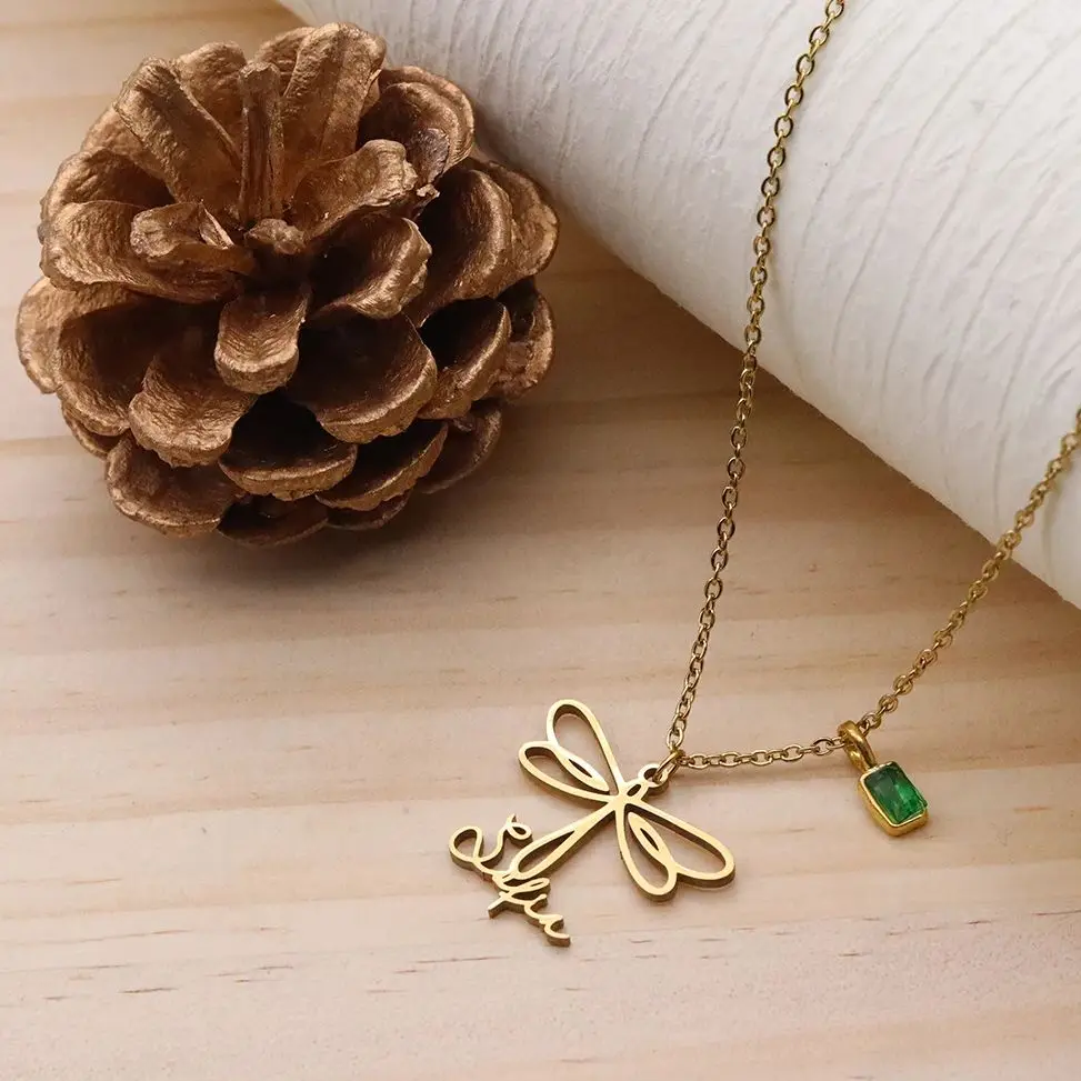 

Ожерелье-чокер Todorova с подвеской в виде стрекозы из нержавеющей стали с индивидуальной гравировкой для женщин и девушек, цепочка с животным мотивом, украшение для вечеринок, подарки