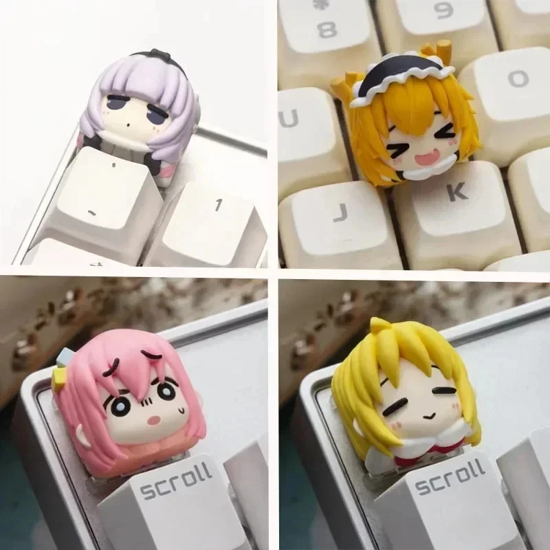 Anime Keycaps Cute Resin Keycap Cherry Profile Custom Artisan Keycaps for Mechanical Keyboard Key Caps Switch Opener Gamer Gifts