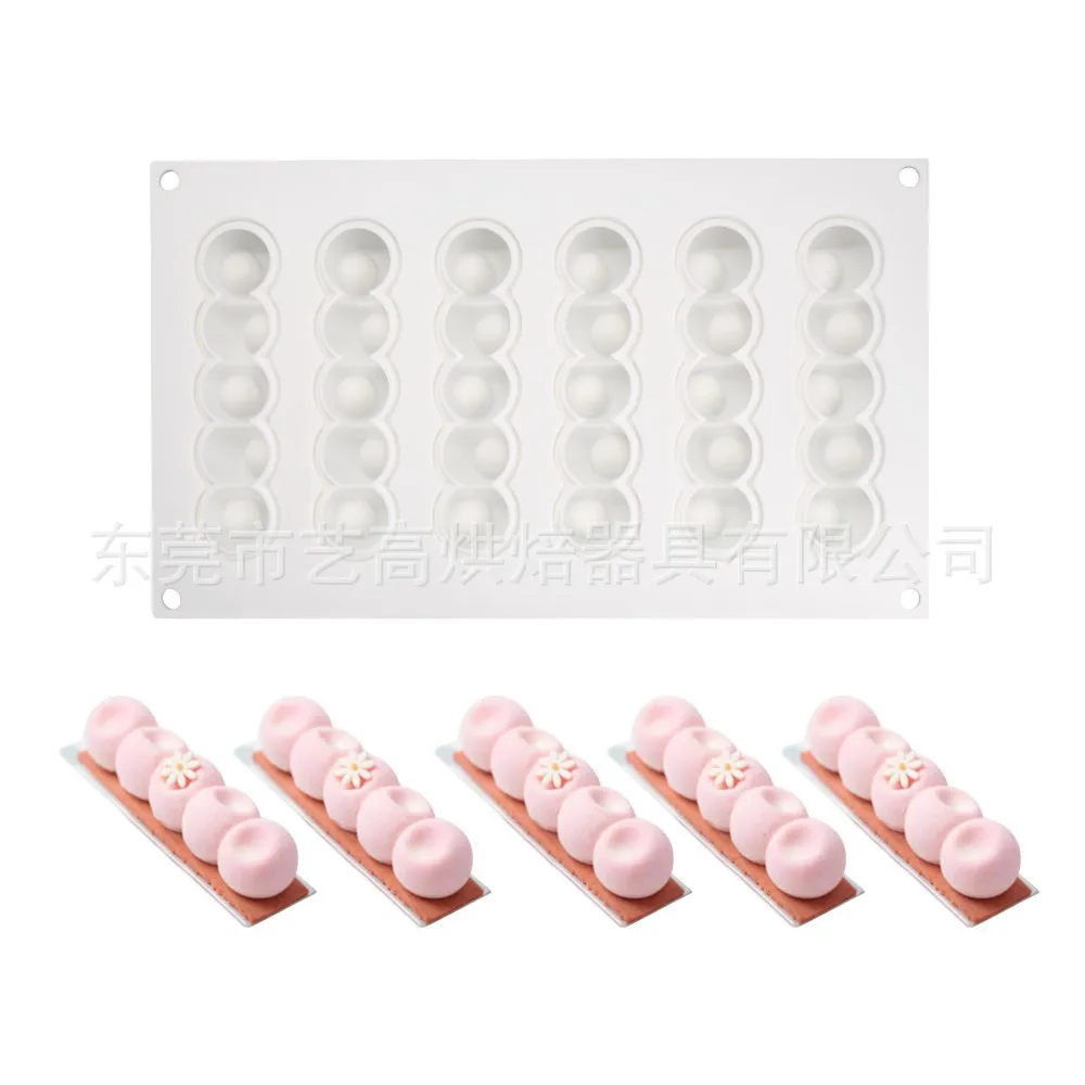 6-hole concave ball long strip silicone mousse cake mold 3D baking tool dessert decoration baking tray wedding