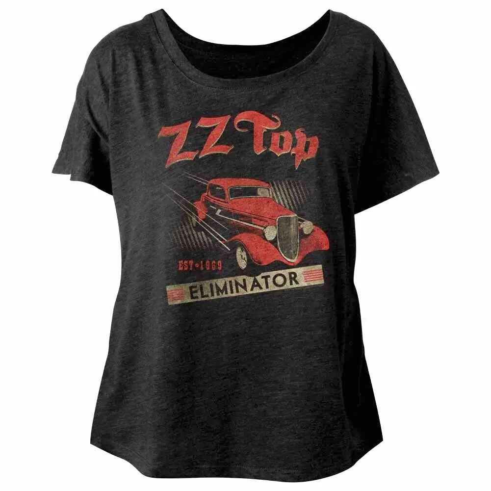 ZZ Top Eliminator Car Album Cover Women's Dolman 69 Rock Band T Shirt Tour