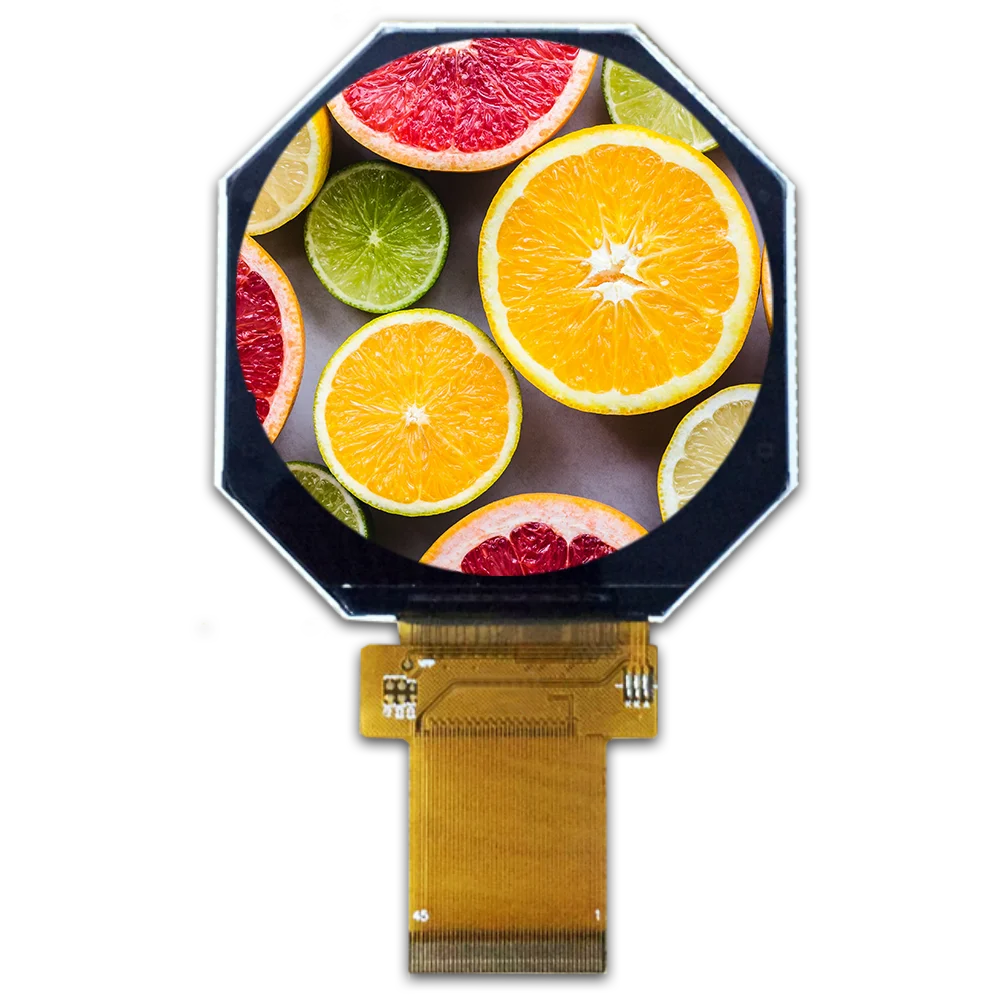 Tela LCD redonda 480P de 2,4 polegadas 480x480 interface RGB 480 cd/ ㎡   Controlador ST7701 suporta painel de toque sem MOQ