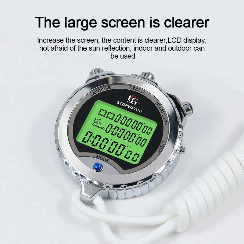 Metal Digital Stopwatch Profession Soccer Chronograph Timer 100 Tracks Memory Stopwatch Running Training Timer with Backlight