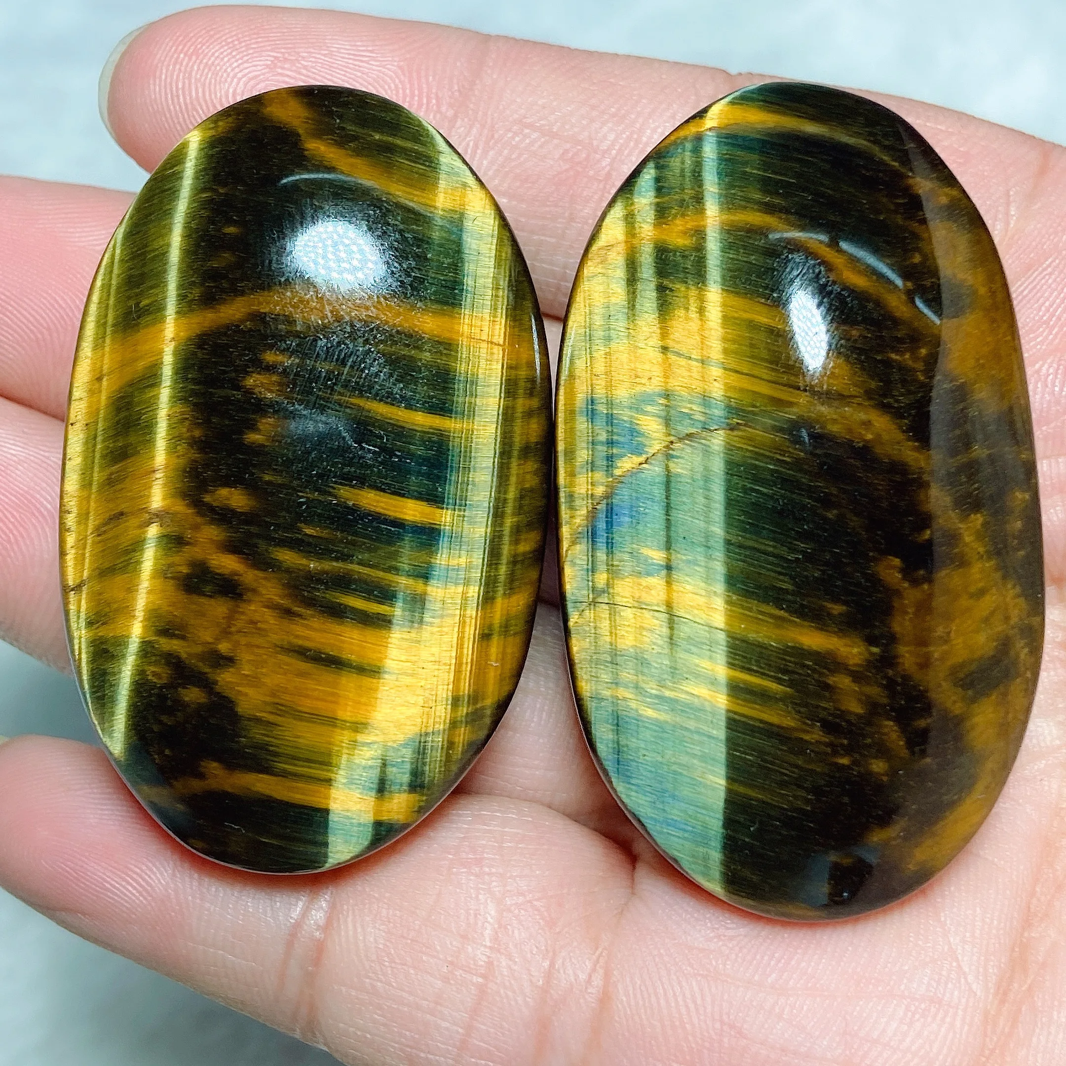 Healing Natural Crystals Blue Yellow Tiger Eye Palm Stone High Quality Reiki Home Decorations Mineral Energy Gift Ore Polished