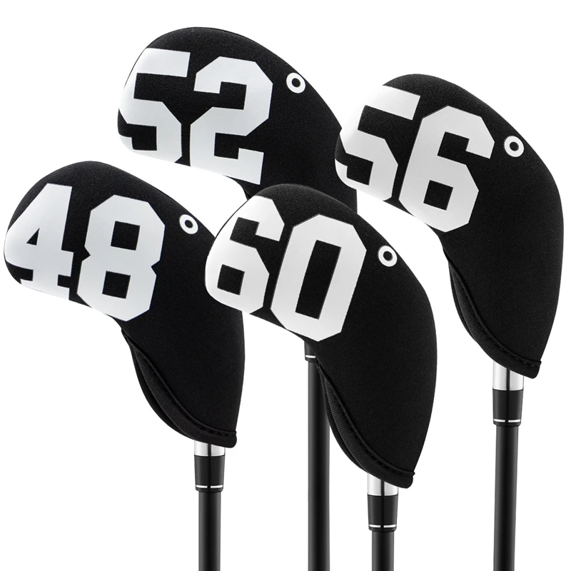 Top!-4Pcs/Set Waterproof Golf Club Head Covers 48° 52° 56° 60° Angle Iron Cover For Golf Putter Head