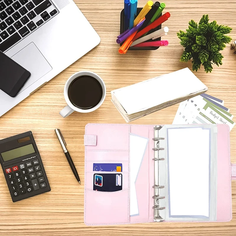 Enveloppes de trésorerie pour la budgétisation, classeur projecteur avec horizon, pocommuniste à fermeture éclair, feuilles de budget d'exroutage, autocollant de lettre Attro