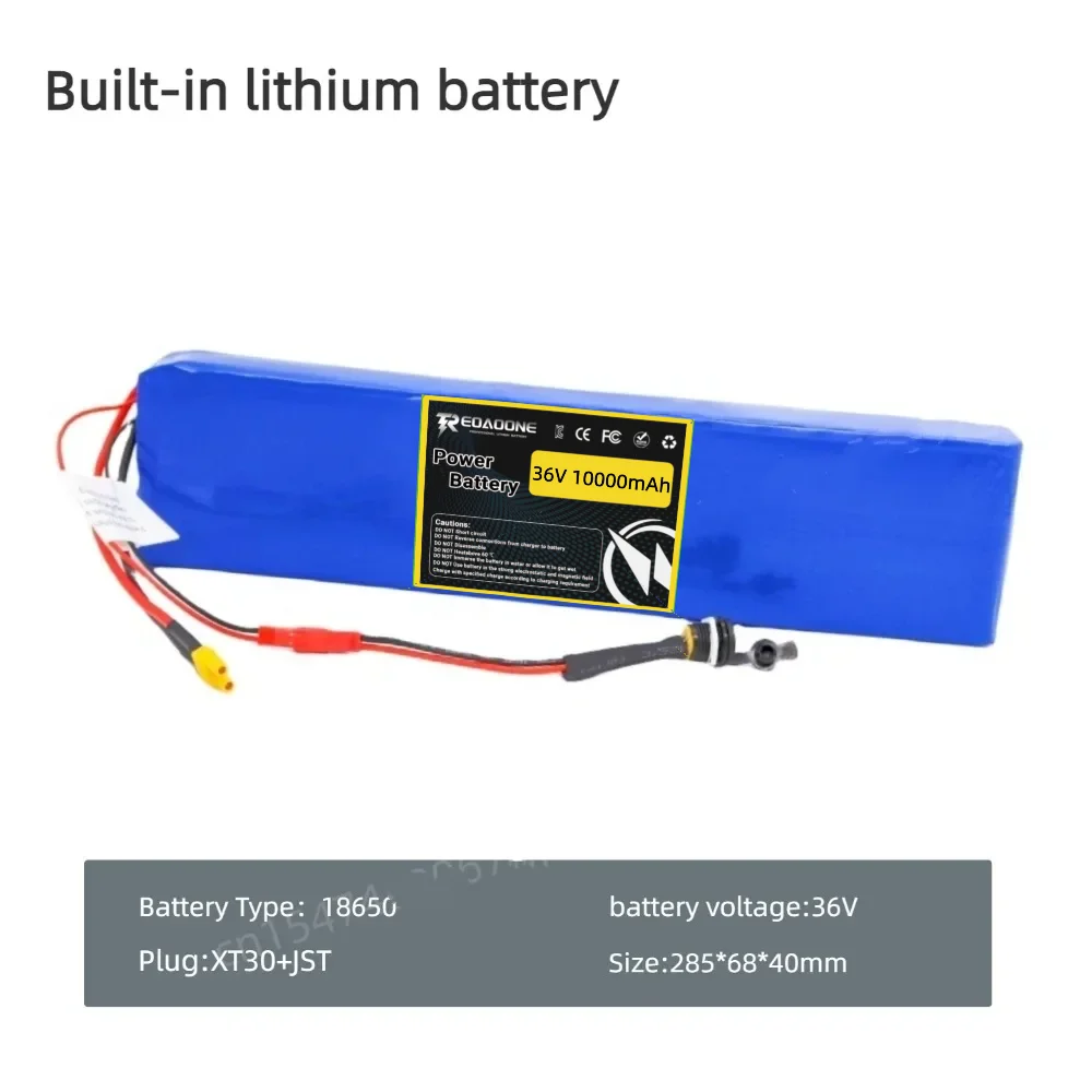 Reoaoone 10S3P 36V 10AH 18650 Lithium Ion Battery | Built-in BMS for 250W-700W -Scooters + XT30 JST Charger Included