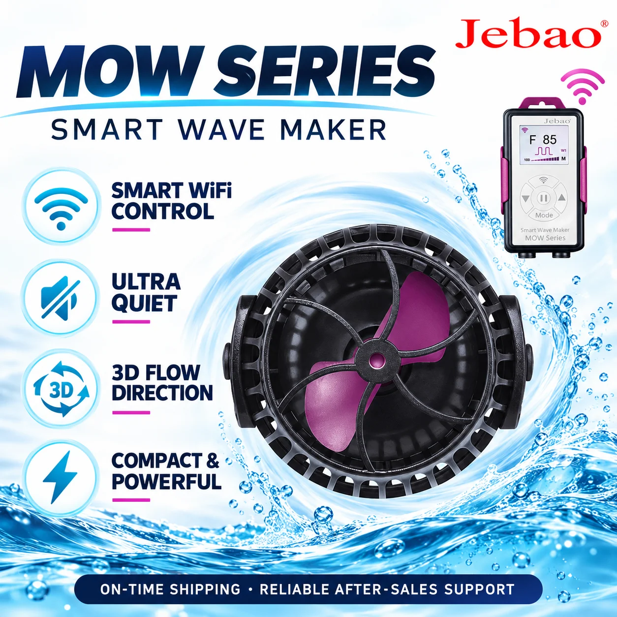 Jebao Jecod MOW Series Smart WiFi Aquarium Water Wavemaker Pump with LCD Display Controller for Fish Tank