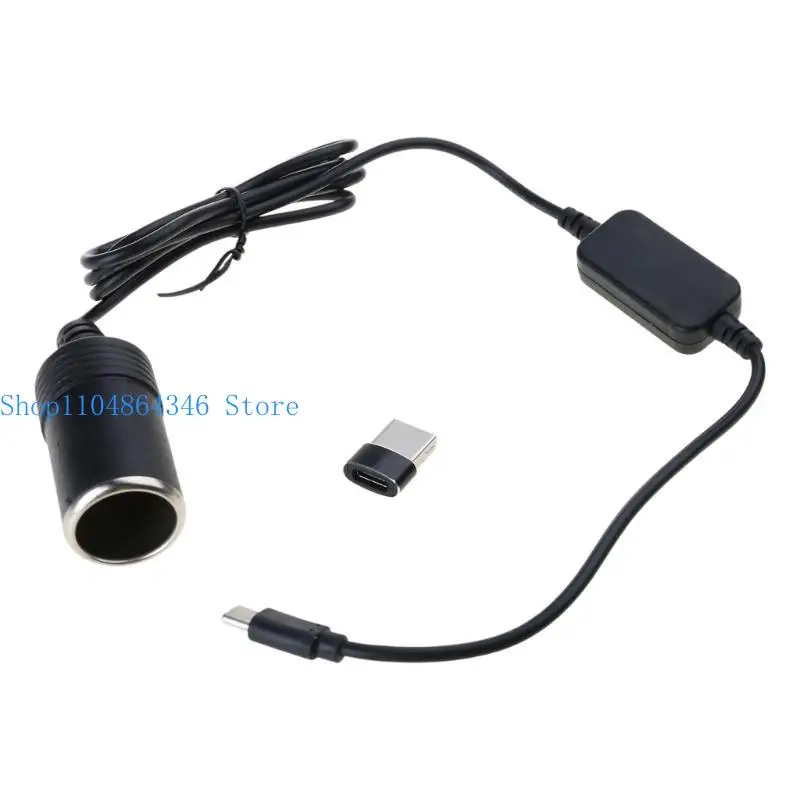 652F Type C 5V to Cigarettes Female Socket 12V Cable with USB Adapter