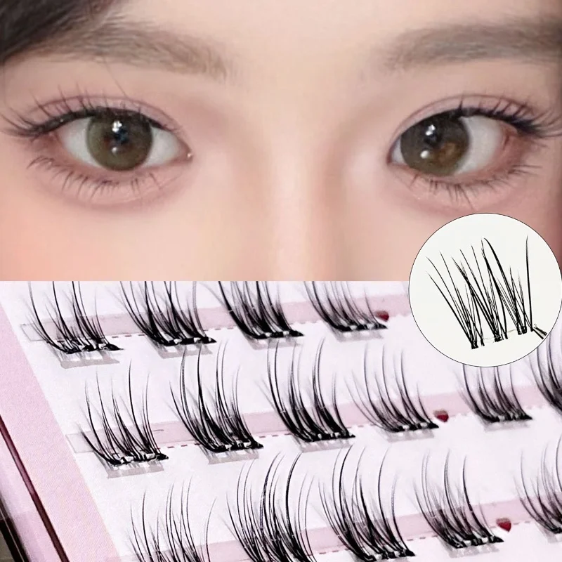 Mixiaohe Klebefreie Süße Falsche Wimpern 48 Bündel Ultra-Weiche Naturfasern Komfortabel für Tägliches Dating-Augen-Make-up