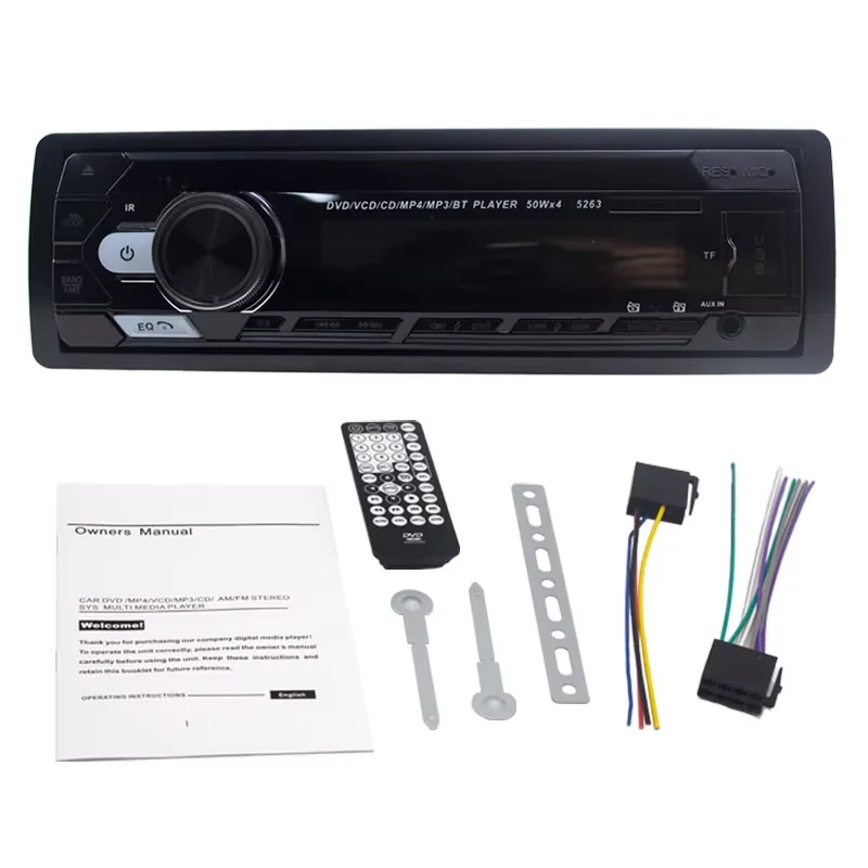 PolarLander 1 Din Car MP3 24V يدوي DVD مشغل أقراص مضغوطة FM الارسال SD/AUX/USB لاسلكي للتحكم عن بعد شاحن بلوتوث