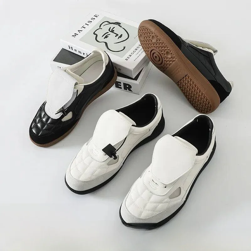 

Top Layer Cowhide Men's Retro Faion Casual oes Dequn Spring Autumn New Arrival Low Top round Toe Magic Tape Closure