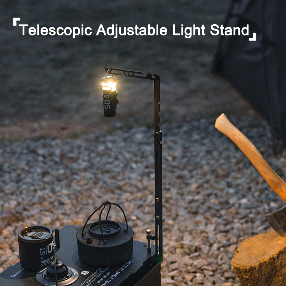 Camping Lamp Stand 8 Adjustable Height Portable Folding Lamp Pole Outdoor Lantern Hanger Light Holder Fishing Camping Supplies