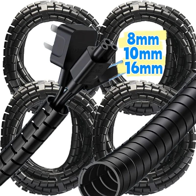 2/10M Flexible Spiral Wrap Winding Cable Wire Protector Cable Wrapping Organizer Sleeve Cover Tube Line Pipe Protection