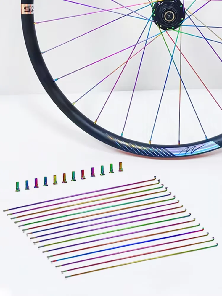 HOGER Bicycle 12pcs Spokes Wire With Nipples For 26/27.5/29 Inch Wheel MTB Road Bike Stainless Steel High Strength Bike Spoke AM