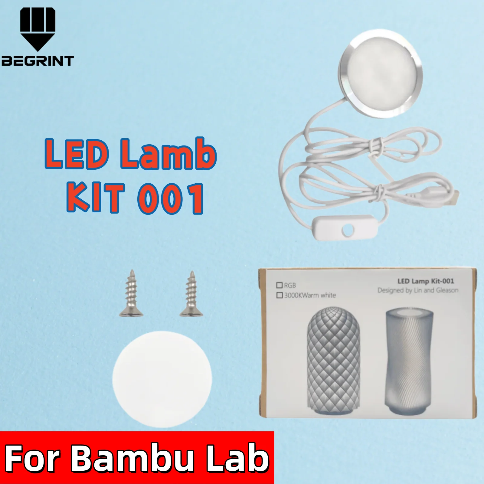 

Led Lamp For Bambu Lab Compatible LED Light Kit 001 - 3D Printer Workspace DIY Model Warm White/Multicoour Without Lamp Shell