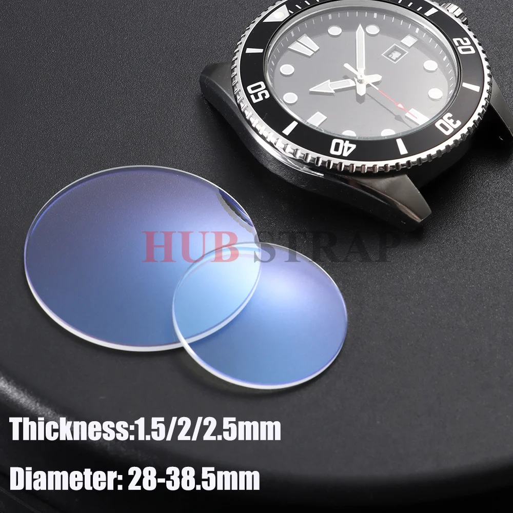 1.5/2.0/2.5mmThick Watch Glass Sapphire Replacement Double Dome AR Blue Diameters 28mm-38.5mm Transparent Crystal for Watchmaker
