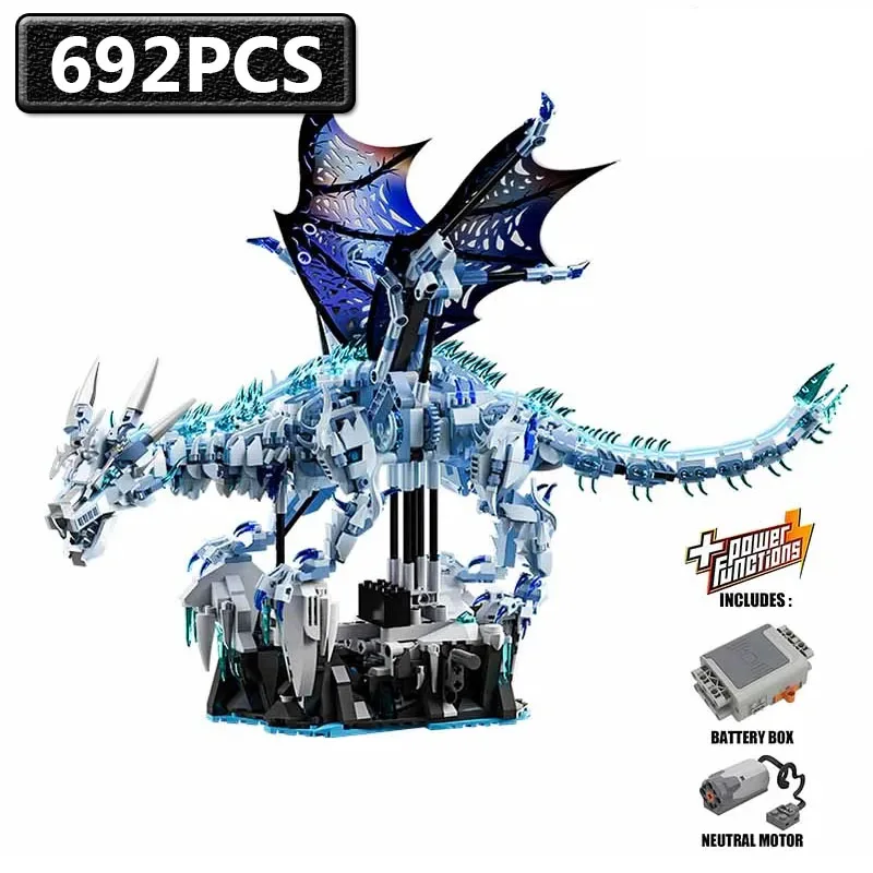 

1646PCS Electric BIG Ice Dragon Building Blocks Animal Model Fire Breathing Dragon Bricks Desktop Display Toys For Kids Gifts