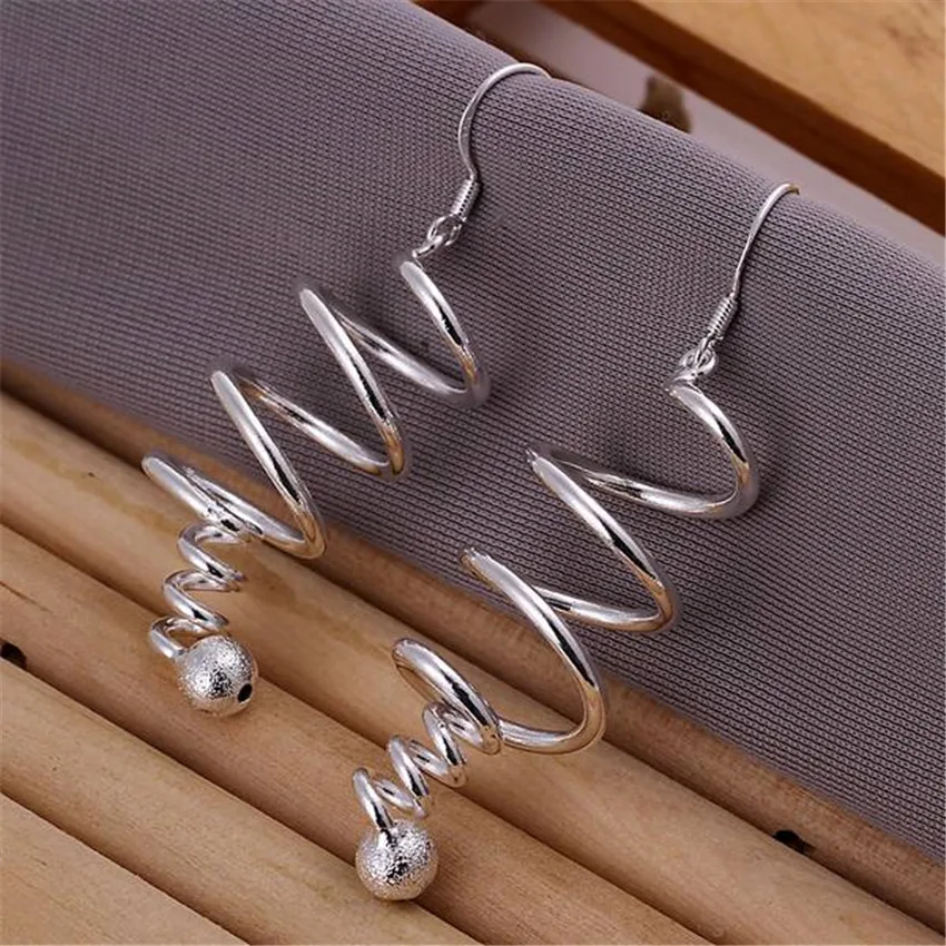 

925 Sterling Silver Earrings Fashion Jewelry Elegant For Men Woman Creativity Spiral Long Earrings Trendsetter Christmas Gifts
