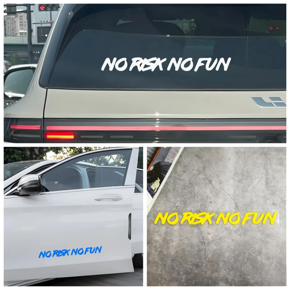 

NO RISK NO FUN waterproof sticker for body bumper window windscreen decoration decal for Honda, Toyota, Tesla, etc.