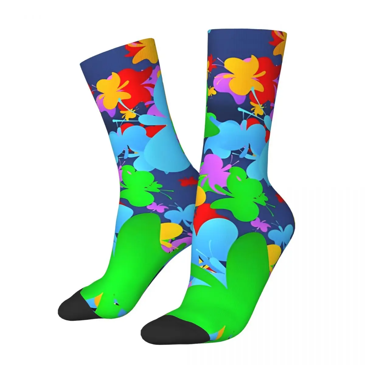 Crazy compression A Lot Of Colorful Abstract Butterflies Sock for Men Harajuku Quality Pattern Crew Sock Novelty