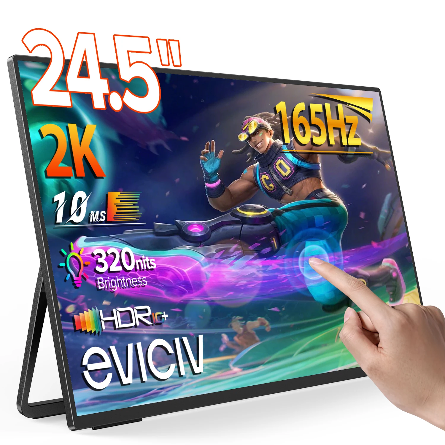 UPERFECT Monitor portátil para juegos con pantalla táctil de 24 pulgadas,165Hz, 2560 * 1440P, 105% sRGB, 350Nits, pantalla grande con