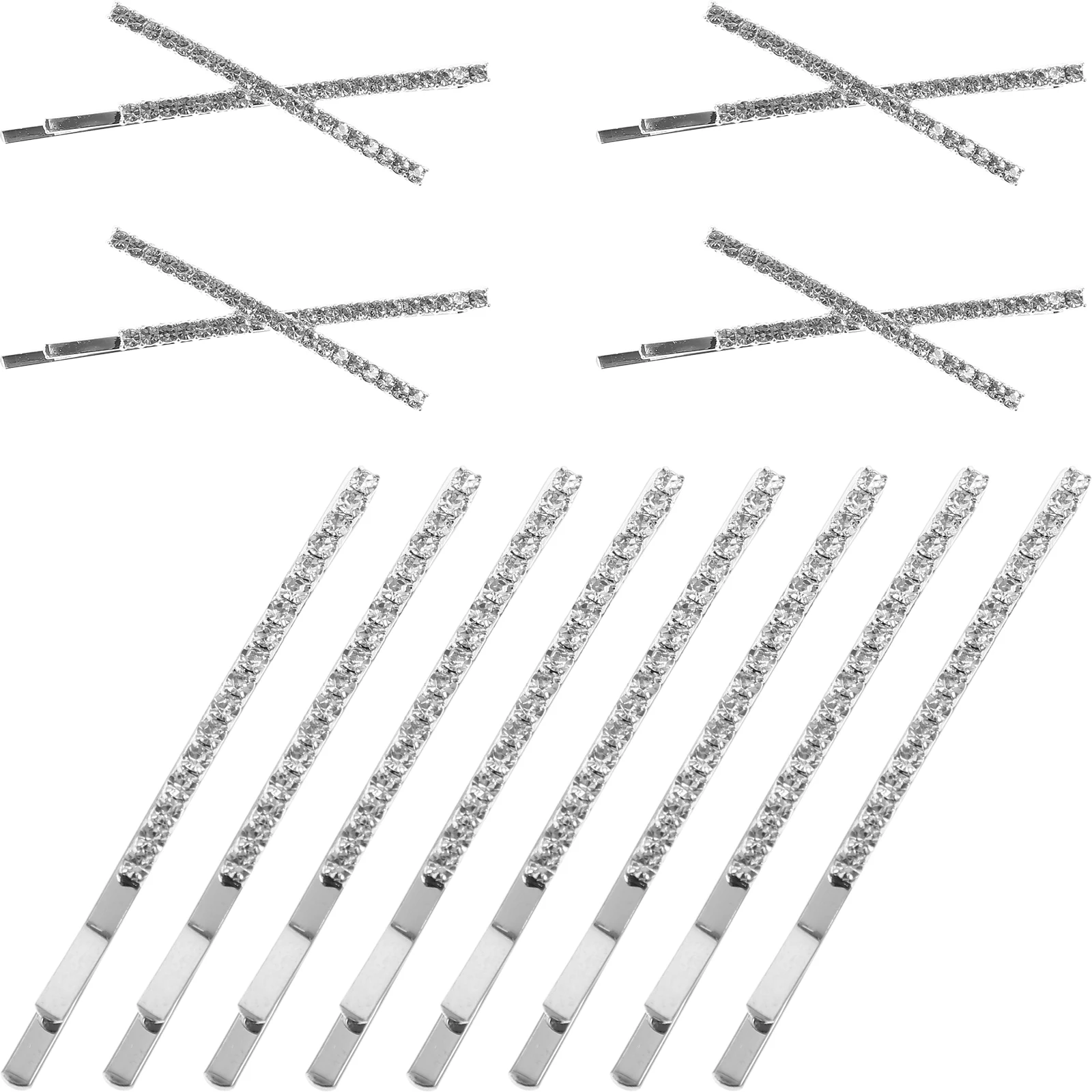 

12 pcs Rhinestone Clips Silver Bobby Pins for Women X Shaped Barrettes Metal Hair Accessories Teen Girls Hair Clip