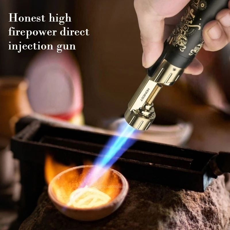 

Честный новый металлический ветрозащитный распылитель, надувная зажигалка, уличная высокотемпературная синяя пламя, прочный воспламенитель, прибор для курения