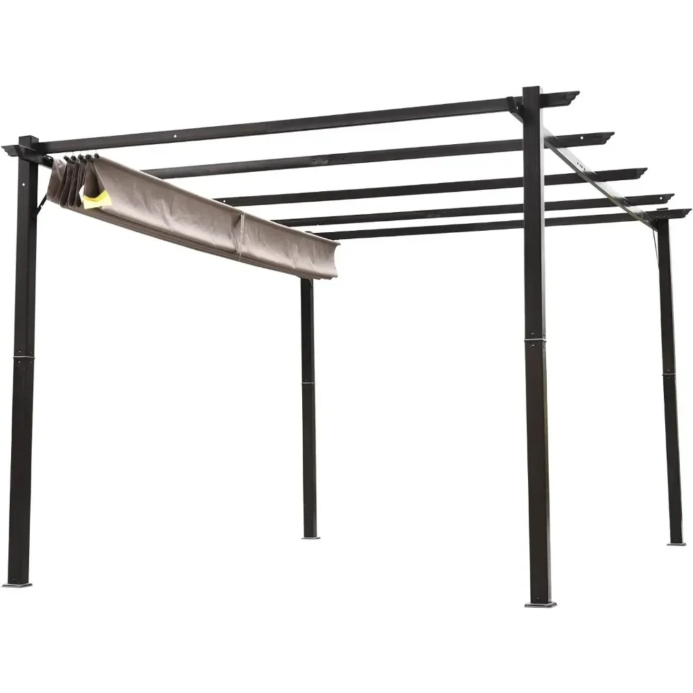 

L # 10' X 13' Aluminum Patio Pergola With Retractable Pergola Canopy, Backyard Shade Shelter For Porch, Outdoor Party, Garden