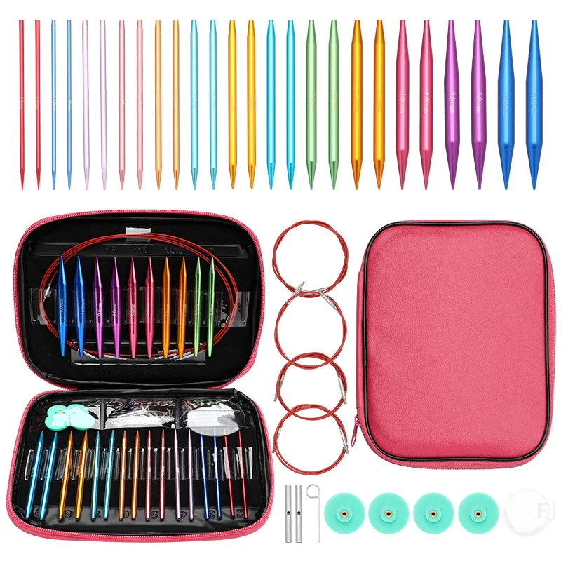 

[YU]13 Pairs Interchangeable Circular Knitting Needles Set, 3.0mm To 10.0mm, Aluminum With Case