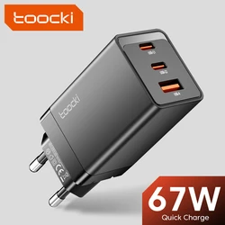 Toocki GaN 67W Charger QC4.0 PD3.0 Fast Charging USB Type C Charger for Macook iPhone 14 13 12 Pro Max Samsung S23 Xiaomi Tablet