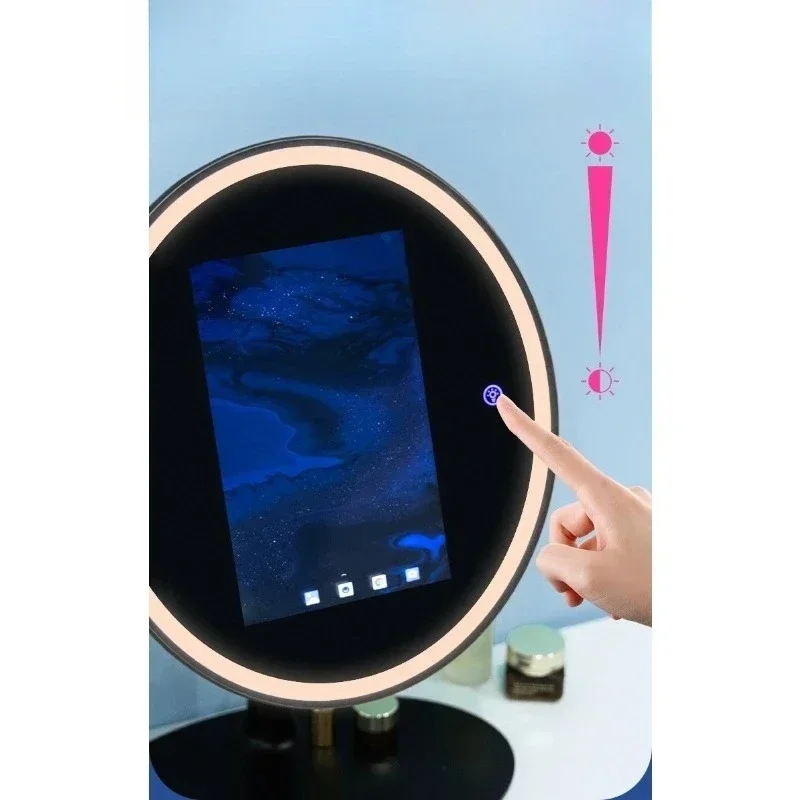 Smart Makeup Mirror Advanced LED Desktop Mirror Desktop Round Multifunctional AI Skin Detection Makeup Mirror with Light