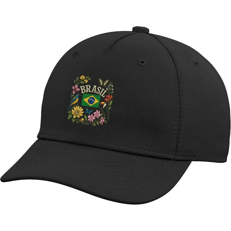 Vintage Brasil Botanical Floral Flag Brazil Adjustable Baseball Hat