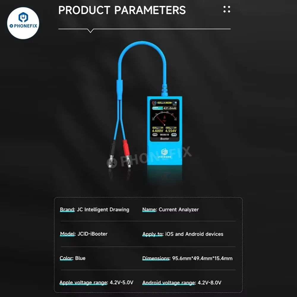 JCID IBooter Current Analyzer Short Circuit Diagnosis Detector One Key Boot Voltage Real-time Monitor for iPhone X-15PM Android