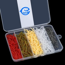 QXO Silicone Bait and hooks worm 220pcs/box fishing lure Accessories Swivels&Snap Connector fish box