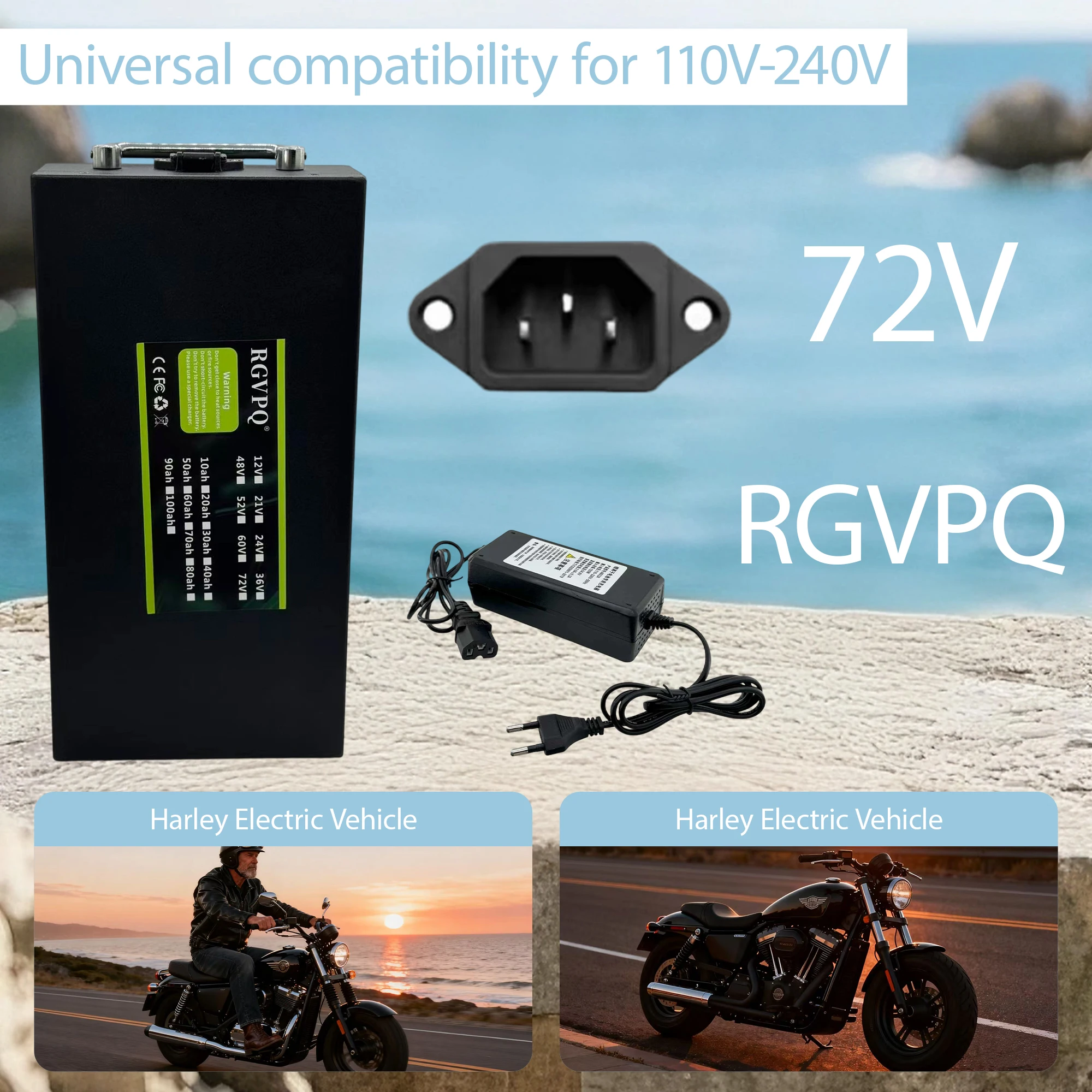 

Air freight. RGVPQ 72V lithium-ion battery, 20AH-100AH, suitable for CityCoco electric scooter, Harley car, 1000W-3000W