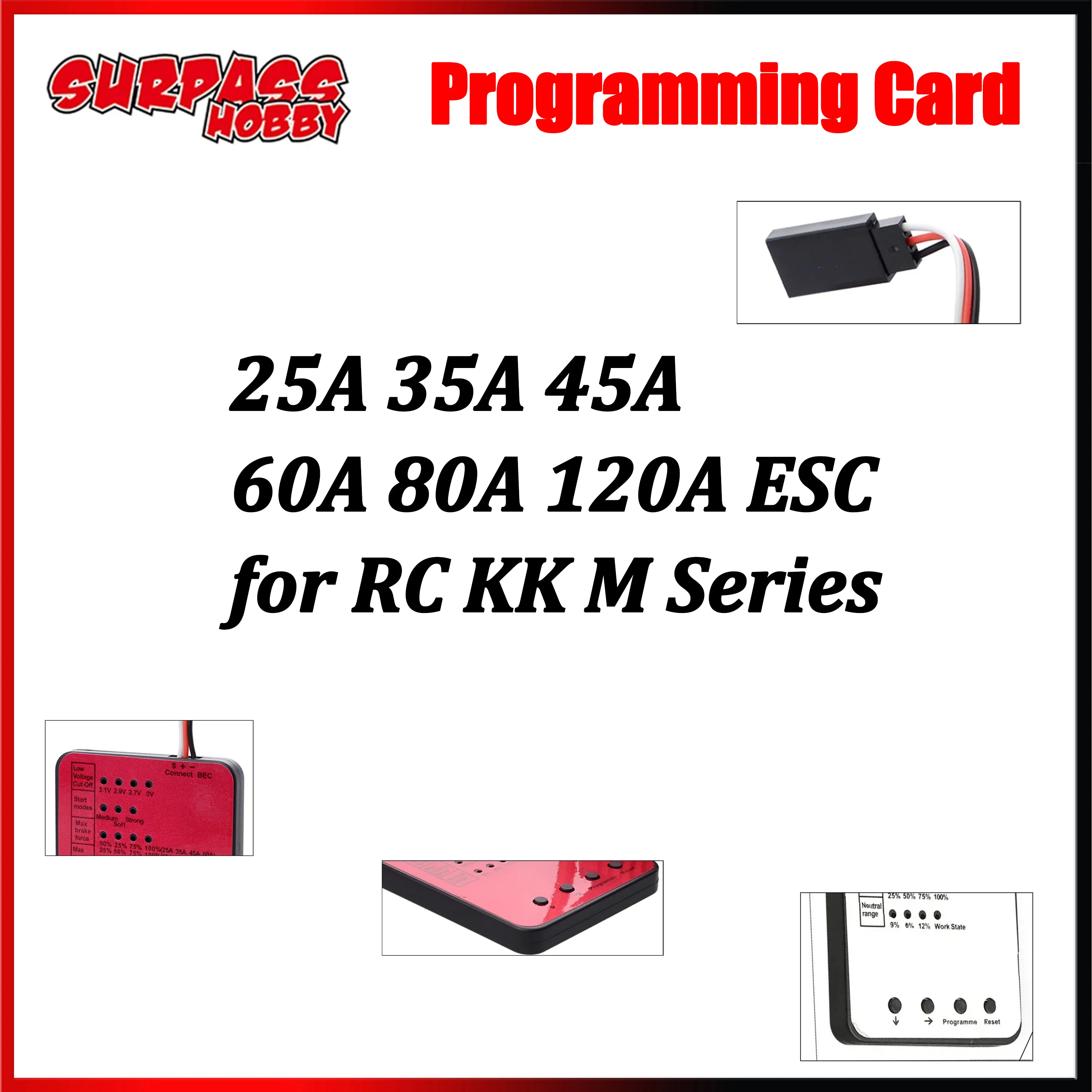 

Surpass Hobby LED Programming Card for RC 25A 35A 45A 60A 80A 120A ESC KK M Series Brushless Electronic Speed Controller Car