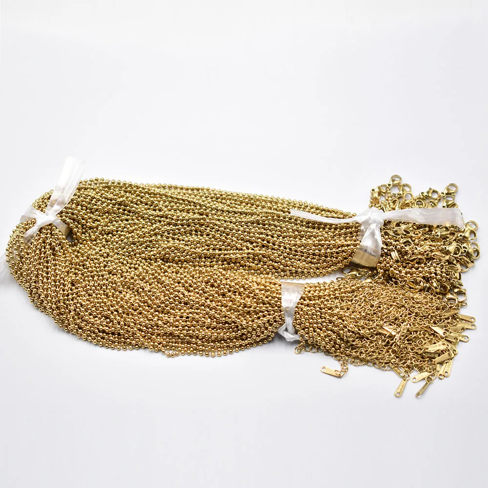 Groothandel Fashion 1.5Mm 2Mm 2.4Mm Roestvrij Staal Kralenketting Ketting Diy Sieraden 40 + 5Cm Kettingset Groothandel 50 Stk/partij Accessoires