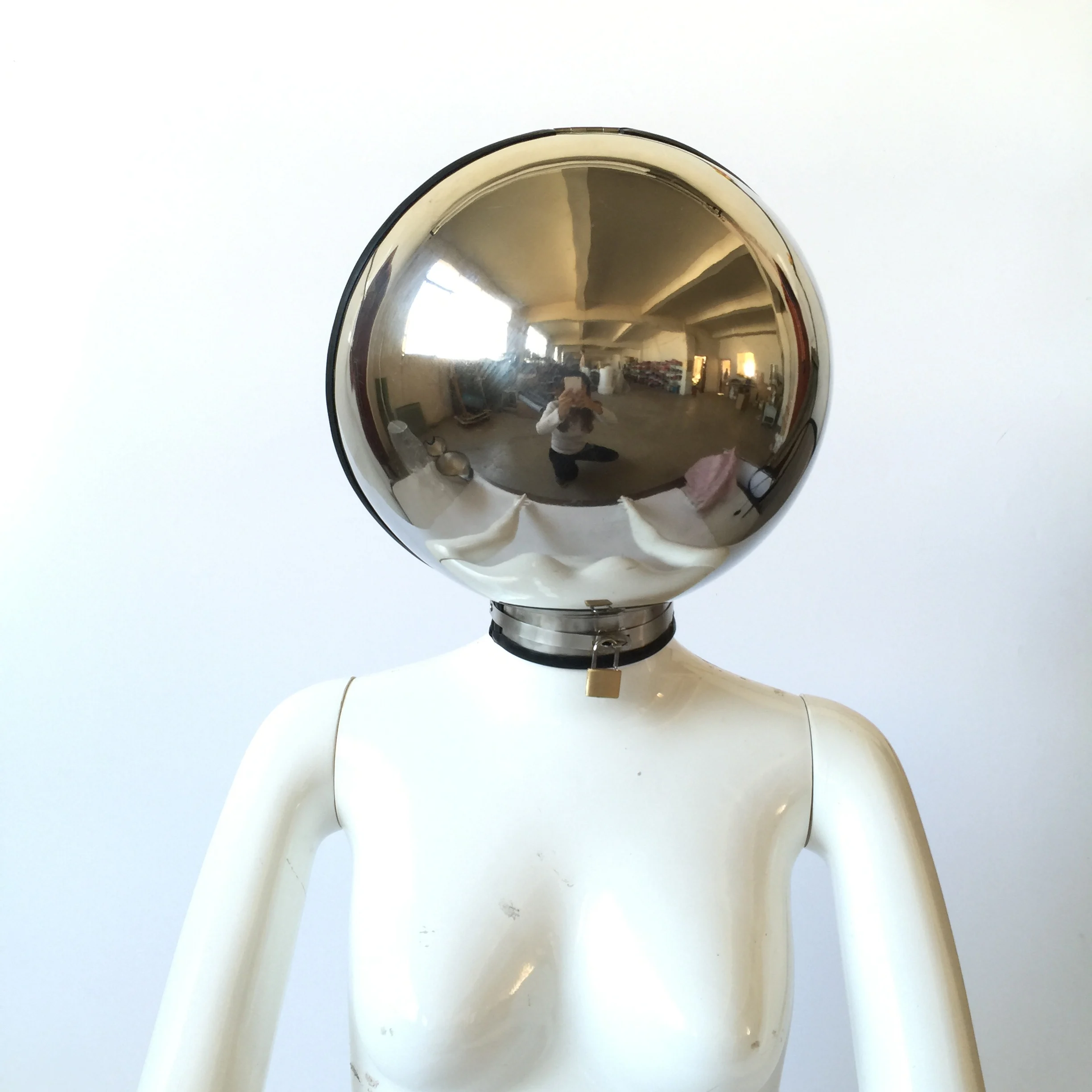 Stainless Steel Metal Ball Head Hood Helmet BDSM Bondage Closed Handcuffs Chain Adult Sex Toys Dog Slave Fetish  Device