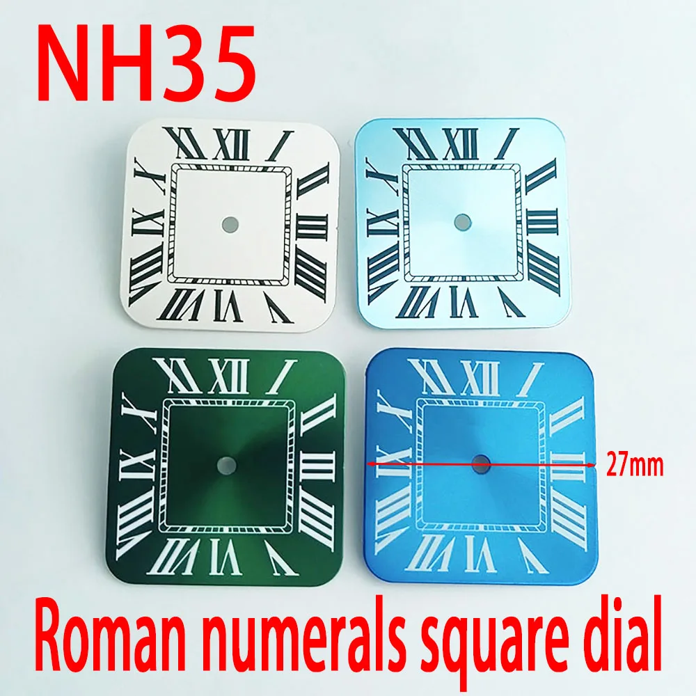 NH35 Watch dial Roman numerals square 27mm dial for the NH35 NH36 automatic mechanical movement watch accessories