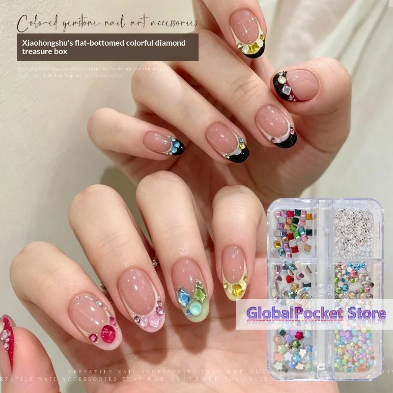 [TG823]Fadeless Multi-Shaped Colorful Flat Back Nail Rhinestones Set Perfect For Home DIY Manicure & Pro Salon Use